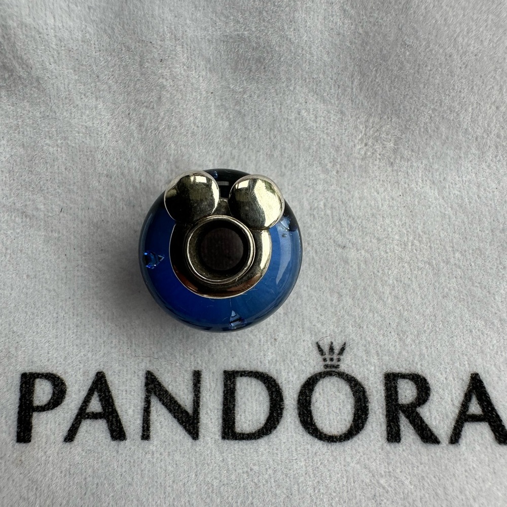 Disney x Pandora Mickey Mouse & Minnie Mouse Blue Murano Glass Charm